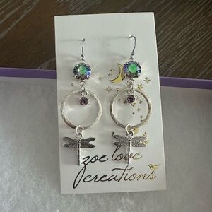 Zoe Love Creations Silver and Purple Dragonfly Earrings